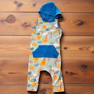 Rags To Raches 3t 4t Rainbow Rain Sunshine Weather Romper Soft Sleeveless Hooded